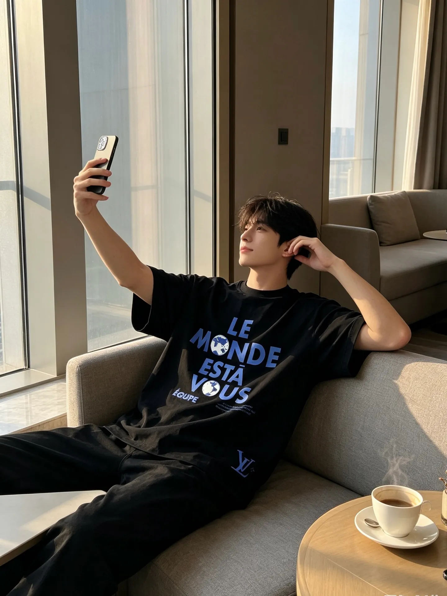 Louis Vuitton/Louis Vuitton Earth letter slogan printed short sleeves